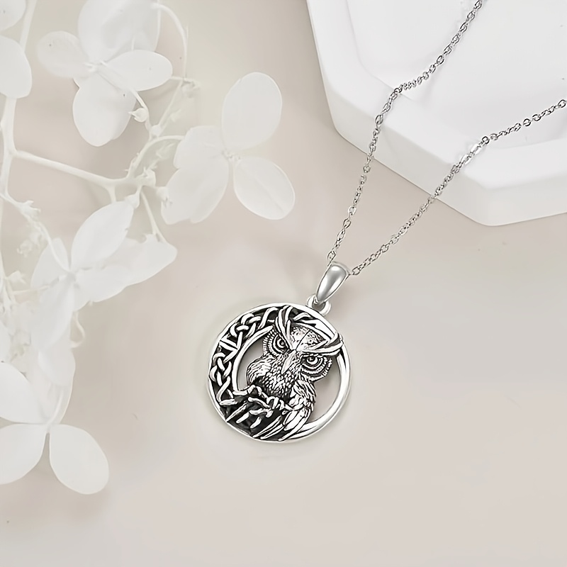 Owl Pendant Necklace Celtic Knot Jewelry S925 Hypoallergenic